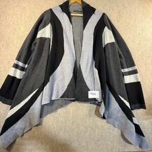 INC International Concepts Womens Gray Black Wool Blend Open Front Cardigan M